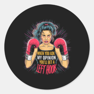 Adesivo Esquerda Gancho Opinião Boxe Esposa Diversão Artes