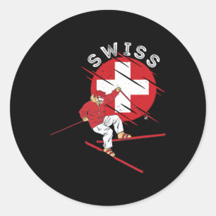 Adesivo Esqui Alpino Suíço Schweiz Raízes Bandeira da Suíç