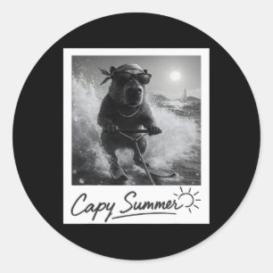 Adesivo Esqui Aquático Capyra Verão Meme Divertido