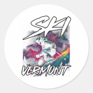 Adesivo Esqui Aventura de Esqui de Montanha em Vermont Esq