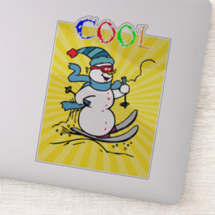 Adesivo Esqui Colorido de Snowman bonitão engraçado es
