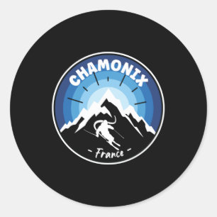 Adesivo Esqui Em Chamonix France Blue