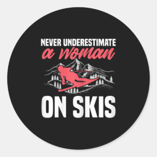 Adesivo Esqui Feminino Esqui Divertido Nunca Subestime Uma