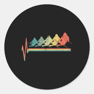 Adesivo Esqui Freestyle Skier Skier Heartbeat Retro Funny 