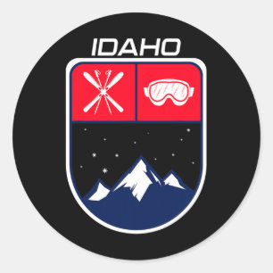 Adesivo Esqui Idaho Montanha Esqui Trilha Esquiador Óculos