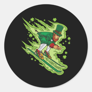 Adesivo Esqui Leprechaun - Esportes De Inverno Irlandeses 