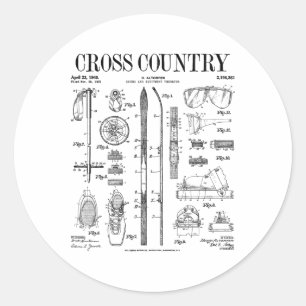 Adesivo Esqui Nórdico Cross Country Esqui Vintage Patente
