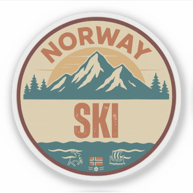 Adesivo Esqui, Noruega Norway (Frente)