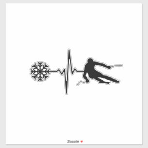 Adesivo Esqui - Presente Skiing Heartbeat Skier