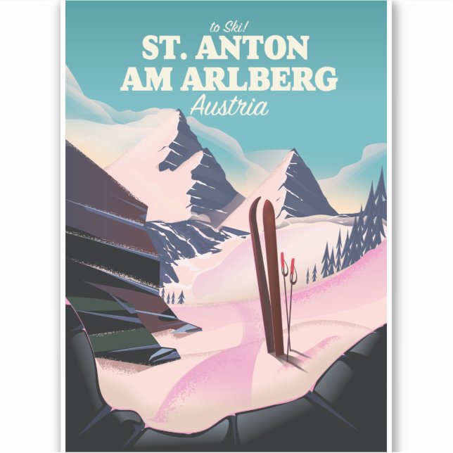 Adesivo Esqui St. Anton am Arlberg Áustria (Frente)