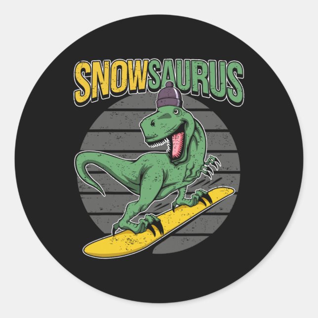Adesivo Esqui T-rex Dinossauro Snowboard  (Frente)