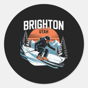 Adesivo Esqui Vintage Brighton Utah Esporte de Inverno Ret