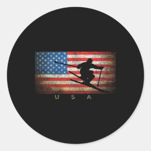 Adesivo Esqui Vintage EUA Bandeira Americana Clic Mulheres