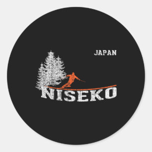 Adesivo Esqui Vintage no estilo dos anos 80 Niseko Japão 