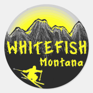 Adesivo Esquiador artístico de Montana do peixe branco