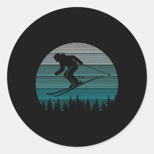 Adesivo Esquiando Retro Esquiador Montanha Esportes de Inv