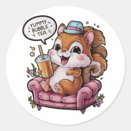 Adesivo Esquilo Adorável de Cartoon: Cozy, Kawaii Vibes