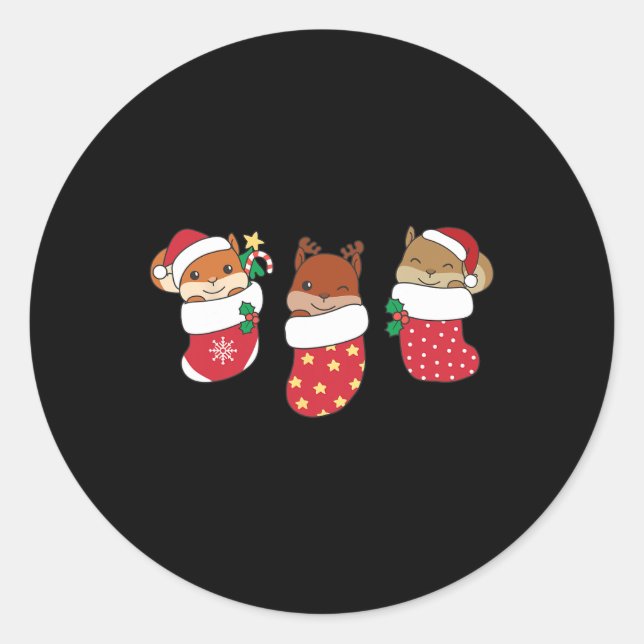 Adesivo Esquilo Bonito Na Meia De Natal (Frente)