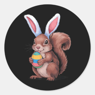 Adesivo Esquilo Com Coelhinhos Ouvem Páscoas Engraçadas Me