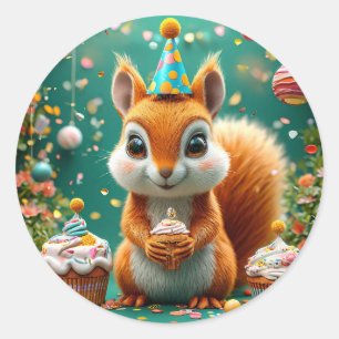 Adesivo Esquilo de Aniversário Animais da Floresta Festa F