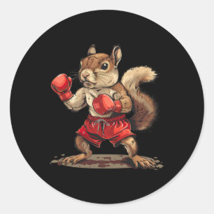 Adesivo Esquilo de Boxe com Luvas de Boxe Kickboxing Engra