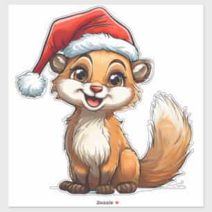 Adesivo Esquilo de desenho animado adorável com chapéu de