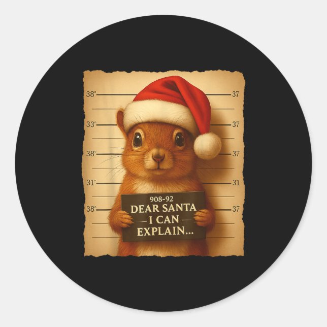 Adesivo Esquilo de Natal Engraçado - Esquilo Fofo com Chap (Frente)