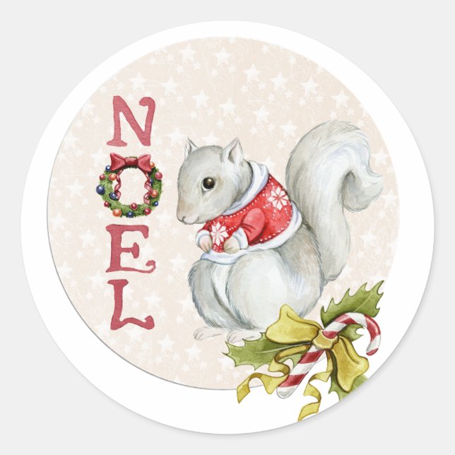 Adesivo Esquilo de Noel Festivo (Frente)
