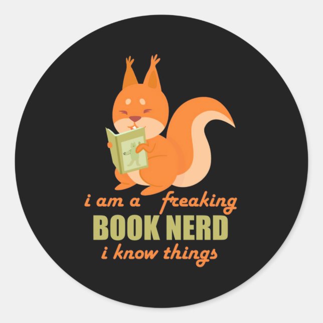 Adesivo Esquilo do Nerd de Livro (Frente)