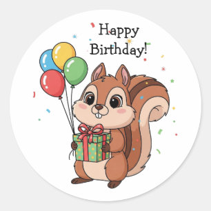 Adesivo Esquilo Fofo de Aniversário