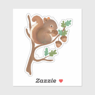 Adesivo Esquilo - Ilustração Animal da Floresta de Madeira