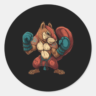 Adesivo Esquilo Kickboxer Boxe Luvas de Boxe Mma Kickbo