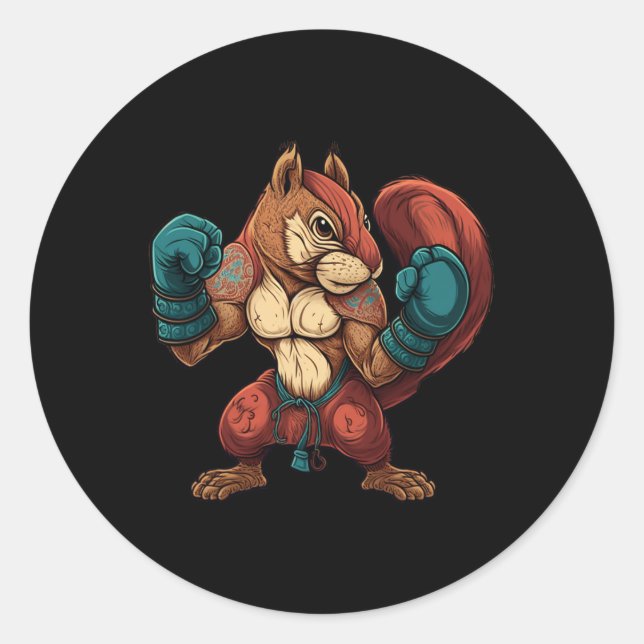 Adesivo Esquilo Kickboxer Boxe Luvas de Boxe Mma Kickbo (Frente)