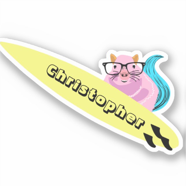 Adesivo Esquilo malvado #550 surfando (Frente)