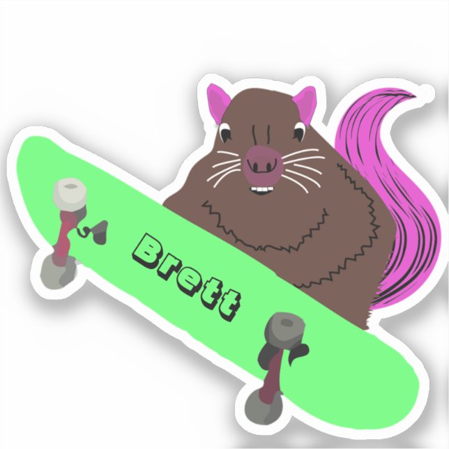 Adesivo Esquilo Malvado #708 Brett Skateboard (Frente)