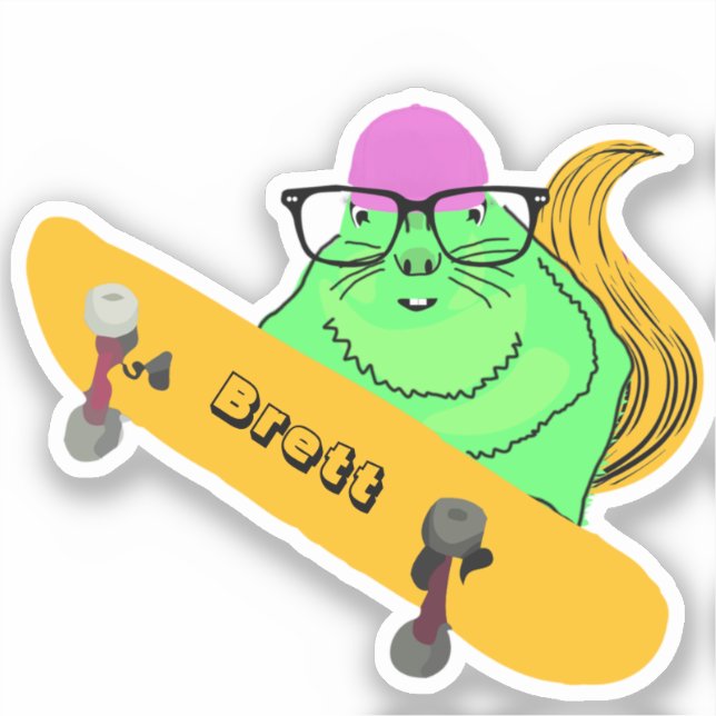 Adesivo Esquilo malvado #817 Brett Skateboard (Frente)