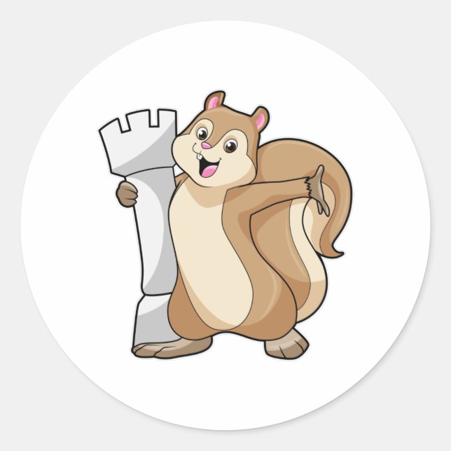 Adesivo Esquilo no xadrez com a peça de xadrez King (Frente)