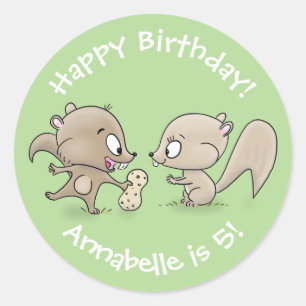 Adesivo Esquilos castanhos bonitos compartilhando um desen