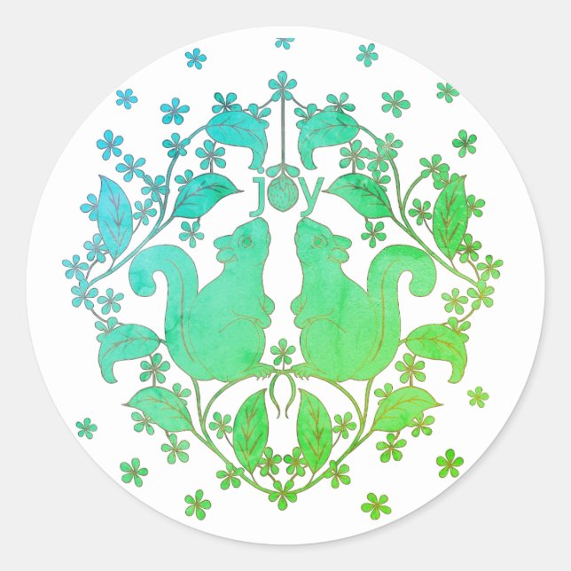 Adesivo Esquilos de Joy com Flores de Arte Animal (Frente)