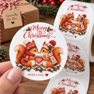 Adesivo Esquilos de Natal Nórdico Aconchegantes Com Amor