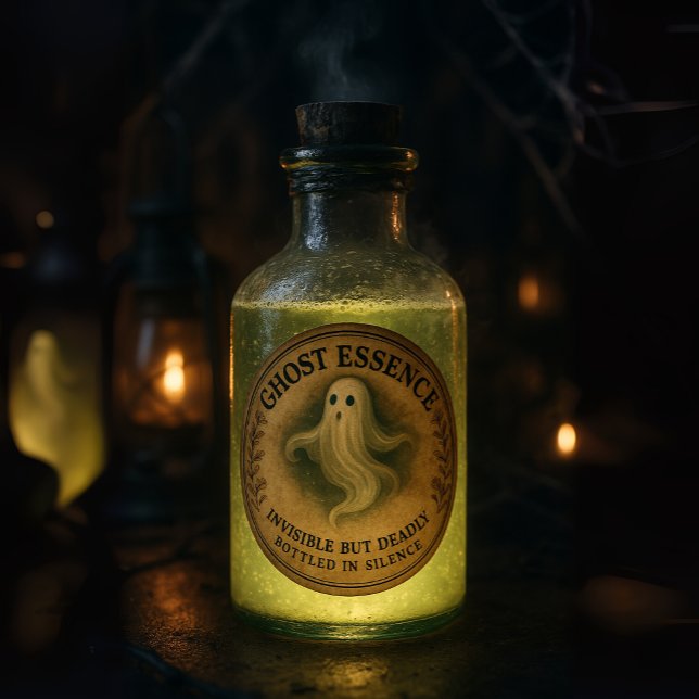 Adesivo Essência Fantasma - Rótulo de Farmácia para o Hall (Ghost Essence - Halloween Apothecary Label)