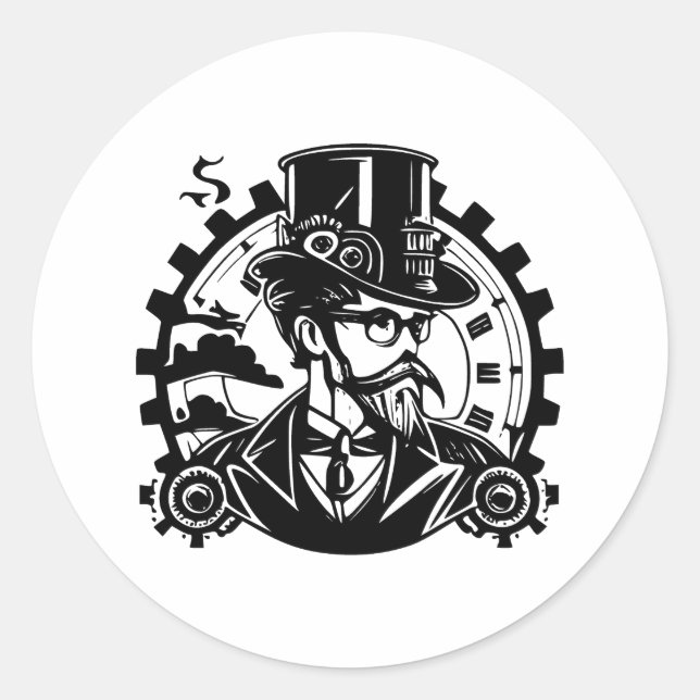 Adesivo Essência Steampunk em Preto e Branco (Frente)