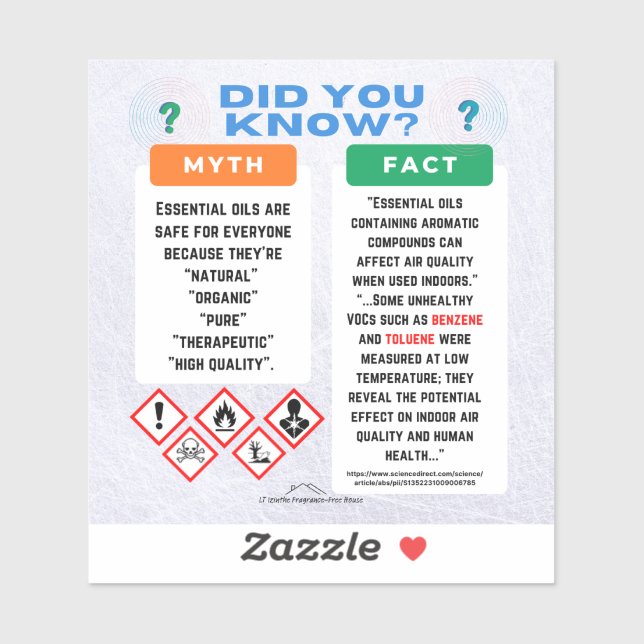 Adesivo Essential Oils Myth/Fact (Folha)