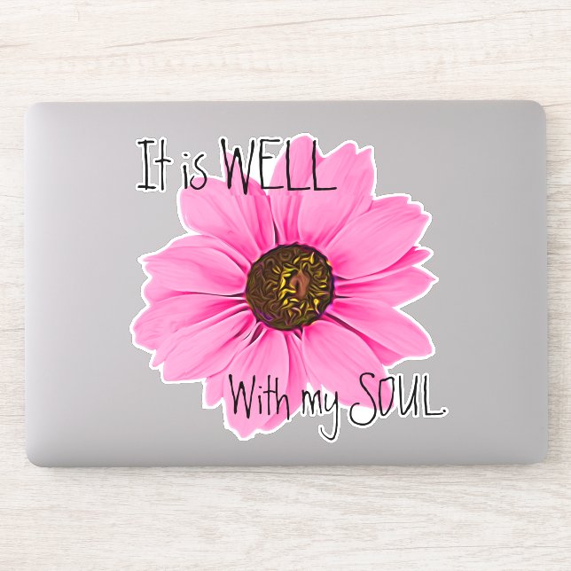 Adesivo Está Bem Com Uma Citação Inspiradora Rosa-Rosa De  (Computador)