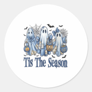 Adesivo Esta É A Época Blue Patchwork Ghost Pumpkin Spooky
