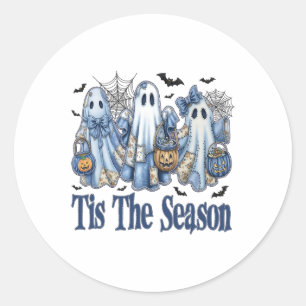 Adesivo Esta É A Época Blue Patchwork Ghost Pumpkin Spooky