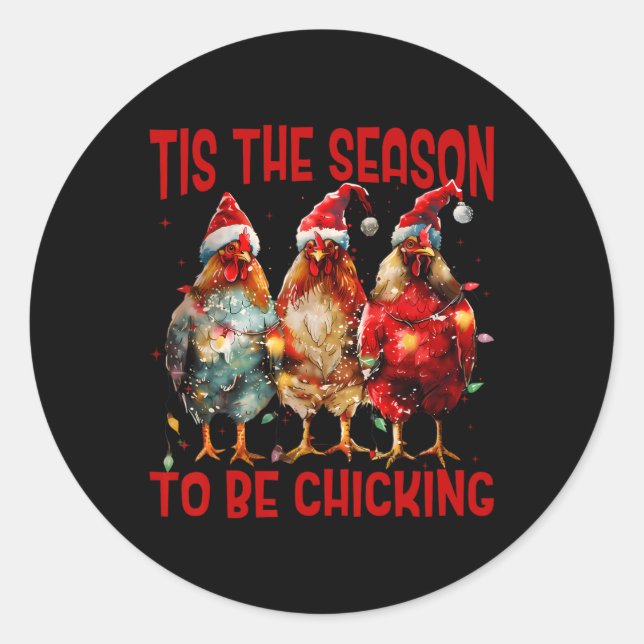 Adesivo Esta É A Época De Chicken Santa Hat Xm (Frente)