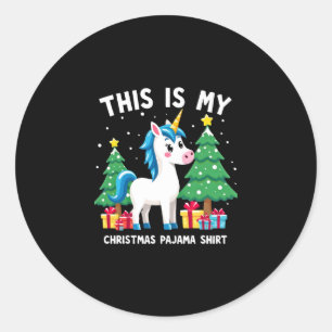 Adesivo Esta é Minha Camisa de Pijama de Natal Unicórnio P