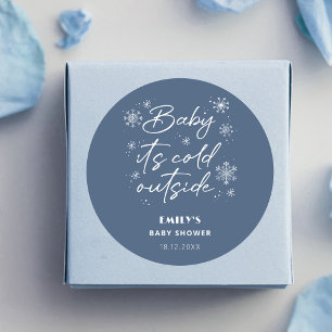 Adesivo Está frio lá fora azul baby shower
