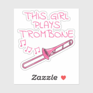 Adesivo Esta Garota Joga Trombone, Mulher Brass Musical